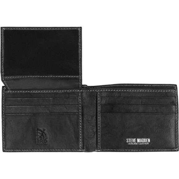 Men's Leather RFID Wallet Extra Capacity Attached Flip Pocket - Picture 2 of 5